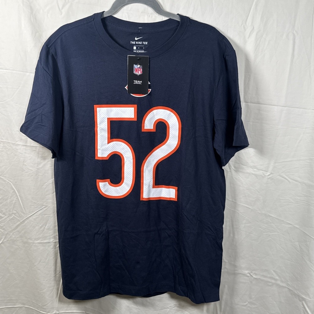 The Nike Tee NFL Chicago Bears #52 Khalil Mack T-shirt Mens LARGE L Navy NEW